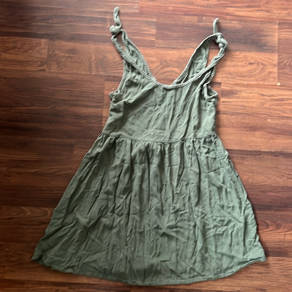 Women’s Summer Shoulder Tie Strap Babydoll Dress Casual Mini Sundress green